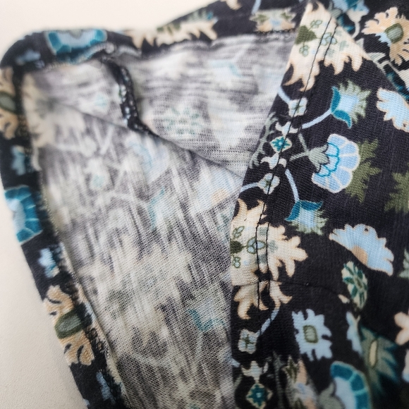 Denim & Co Canyon Retreat Shirred V-Neck Maxi Dress Washed Black Linen Cotton XS - Picture 13 of 15